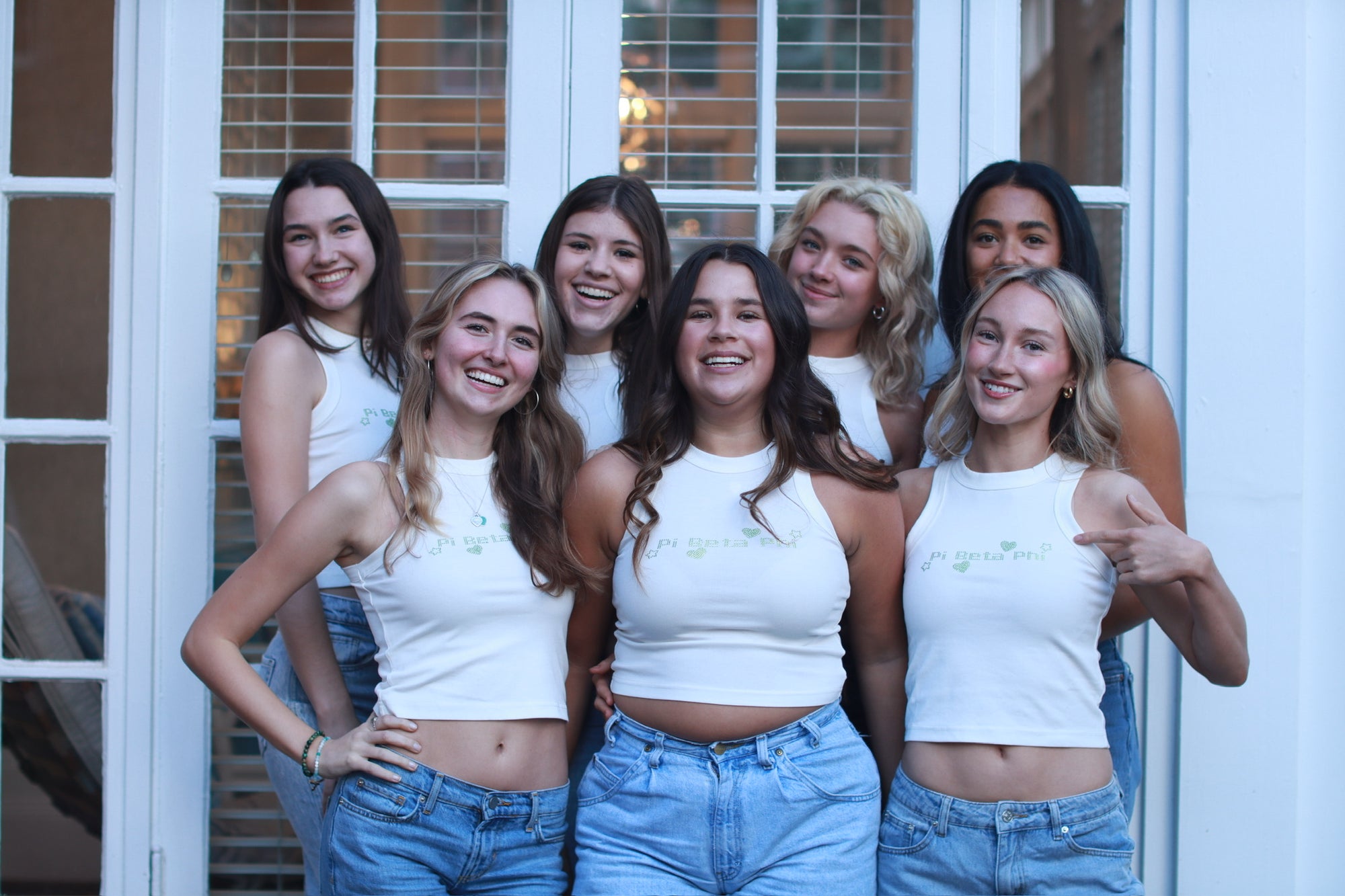 Pi Beta Phi sorority girls with custom t-shirt on them