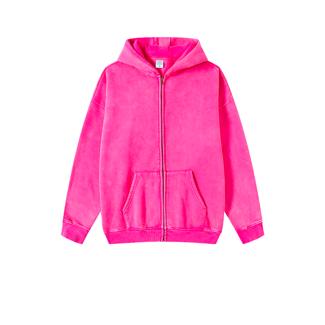 Custom Vintage Washed Fleece Zip-up