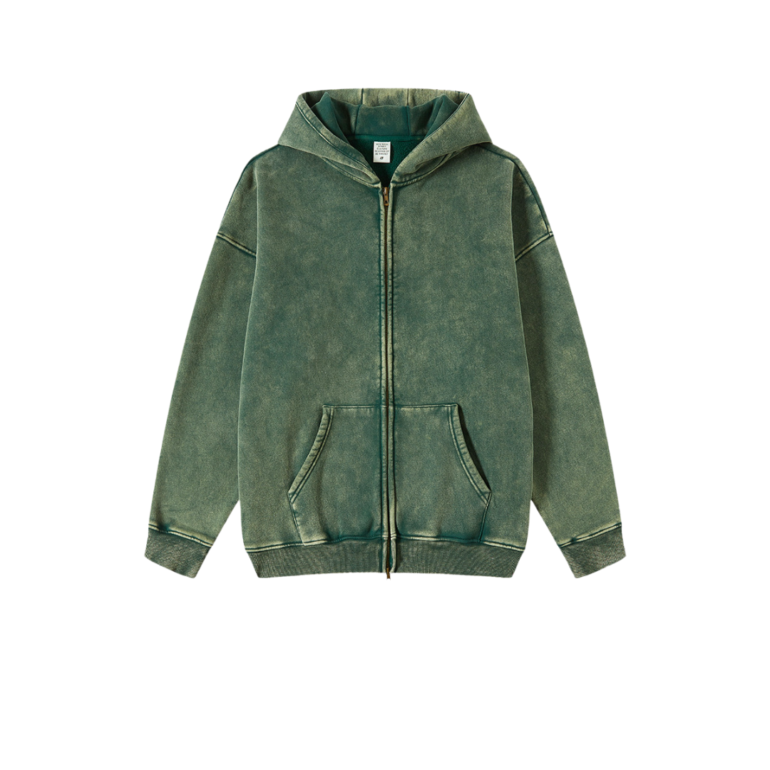 Custom Vintage Washed Fleece Zip-up