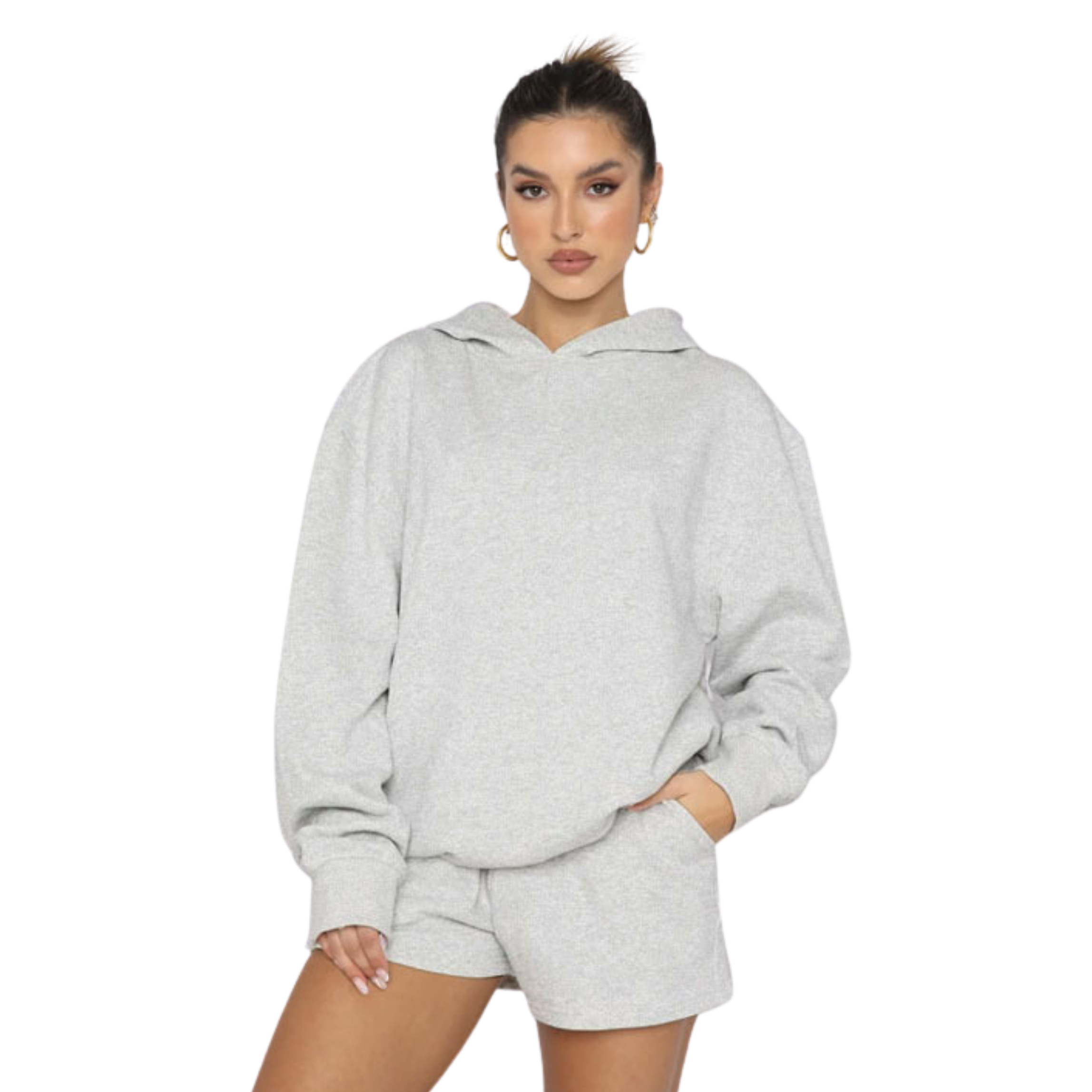 【関税・送料込】Kangaroo pocket accent turtle neck hoodie Sweatshort Set with Hoodie (no kangaroo pocket) – Merch Pier