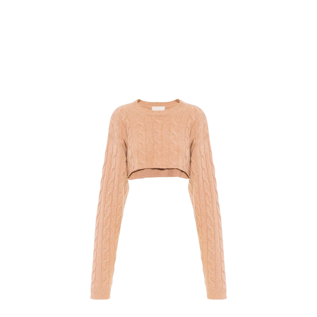 Custom Cropped Cotton Cable-Knit Sweater