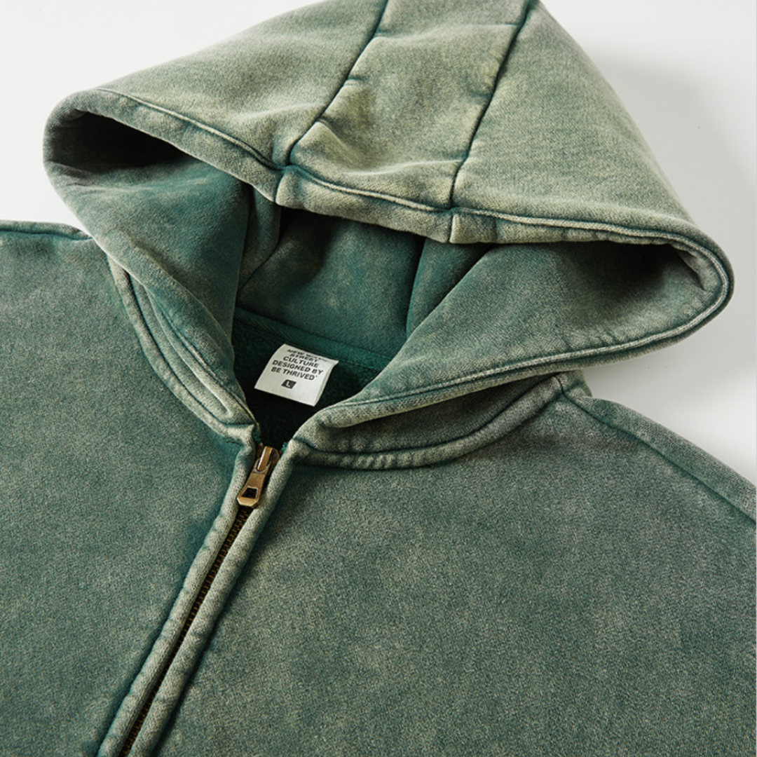 Custom Vintage Washed Fleece Zip-up
