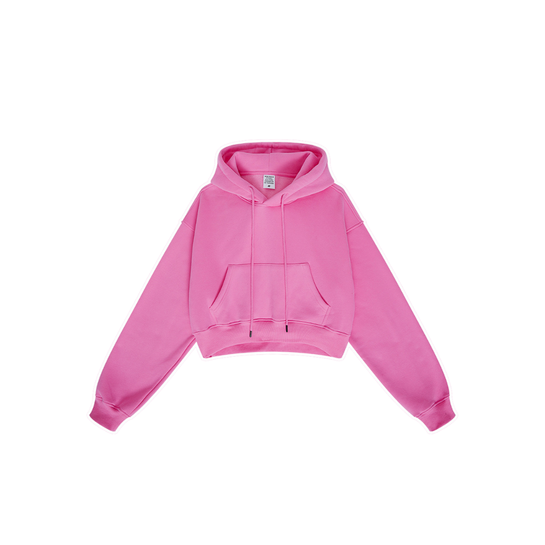 Neon pink cropped hoodie sales