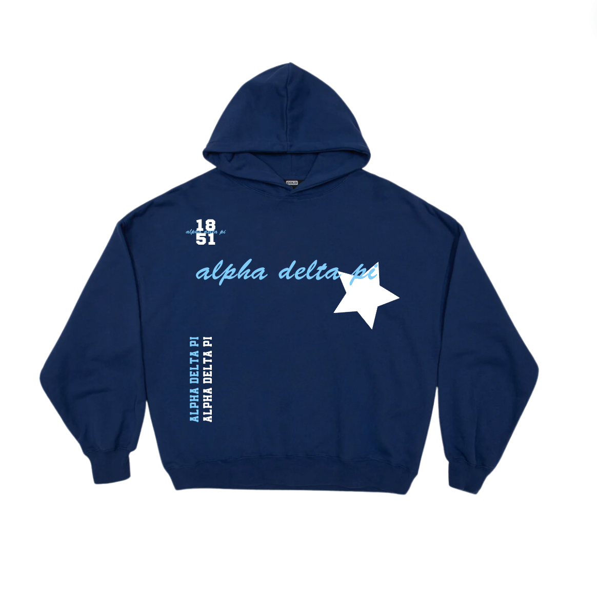 UA Alpha Delta Pi Navy Hoodie (No Kangaroo Pocket)