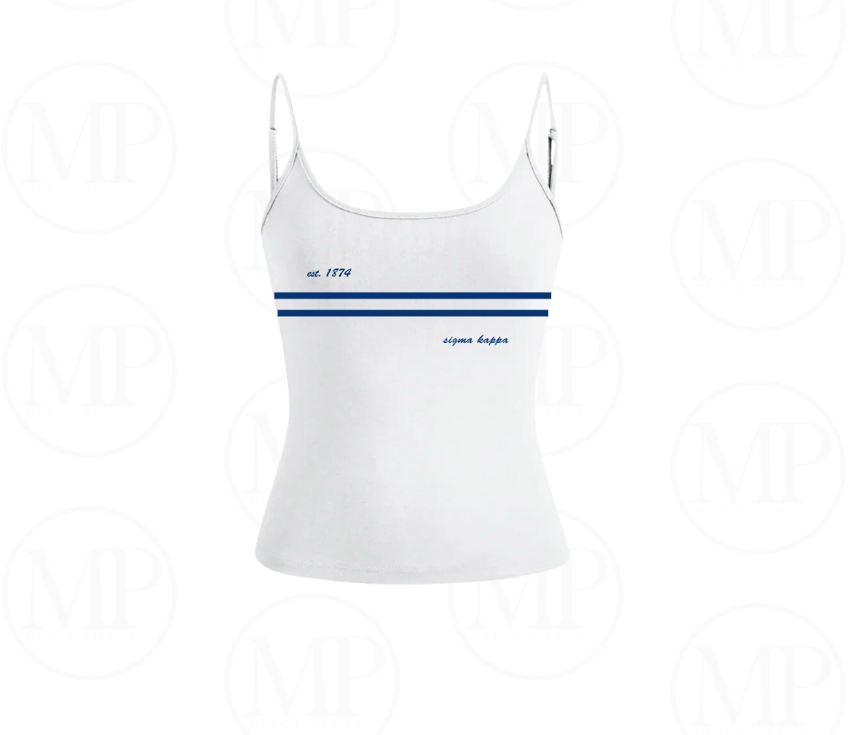 Ball State Sigma Kappa White Think Strap Tank