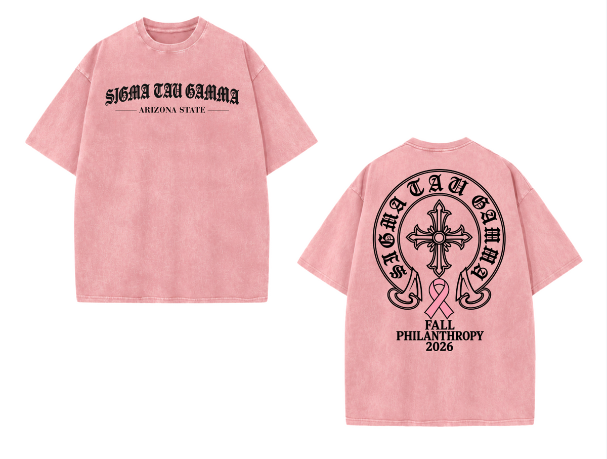 ASU Sigma Tau Gamma Vintage Wash T-shirt - Pink / Black